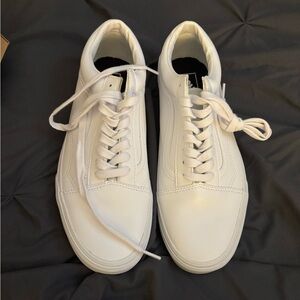 White Old Skool Leather Vans